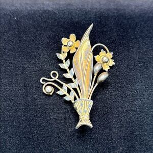 Bond Boyd Sterling Silver Elegant Floral Brooch Gold and Silver